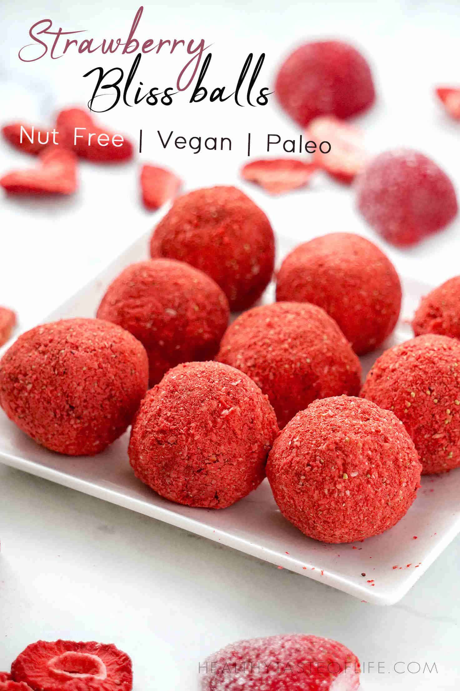 Strawberry Bliss Balls (Nut Free, Paleo)