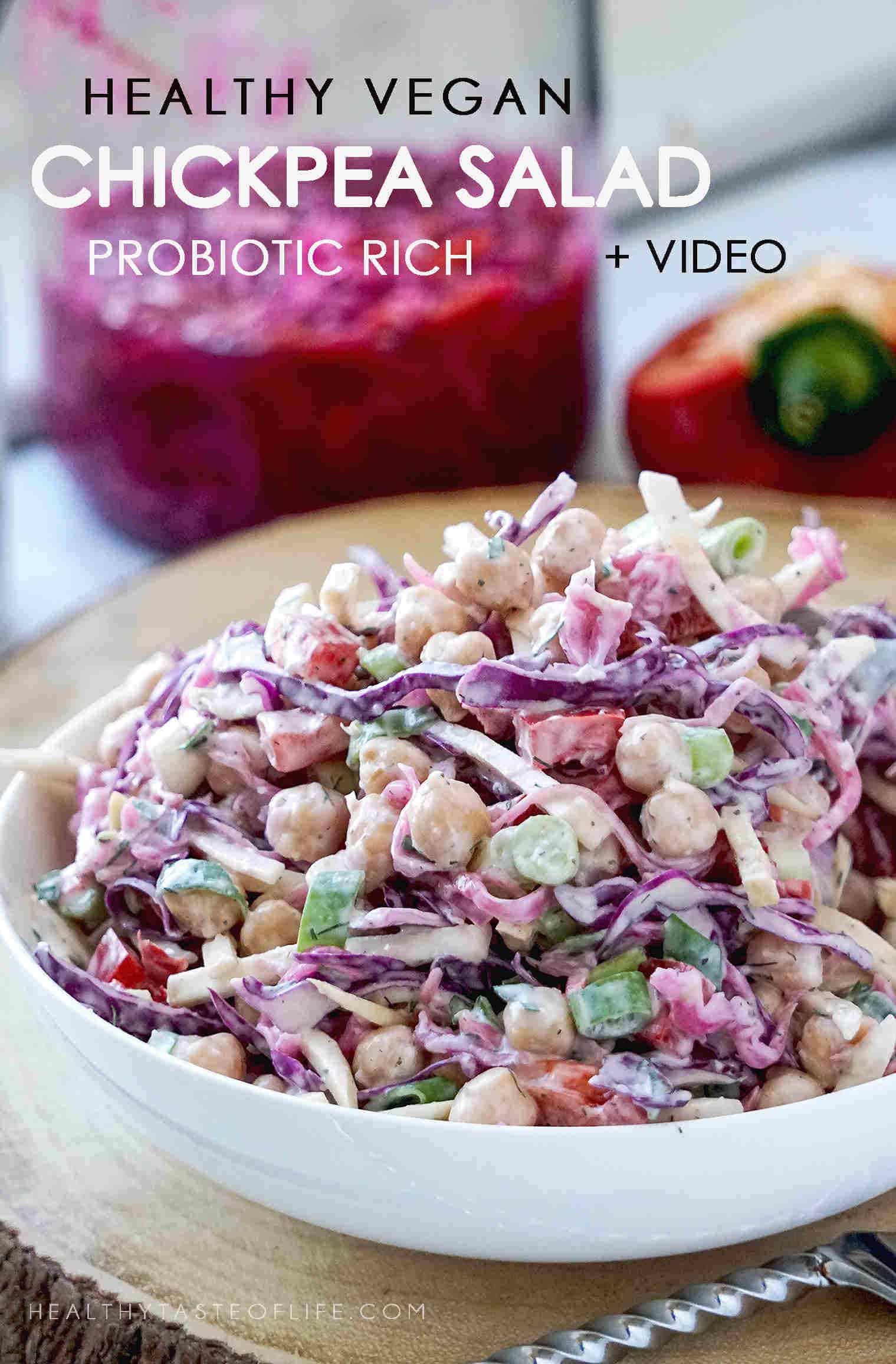 Creamy Chickpea Salad With Cabbage (Vegan)