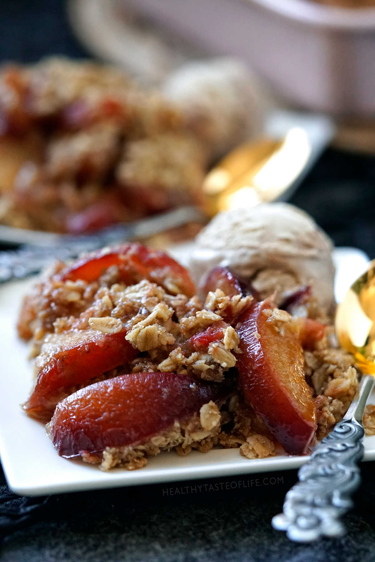 Healthy Apple & Plum Crisp (Maple Oat Nut Topping)