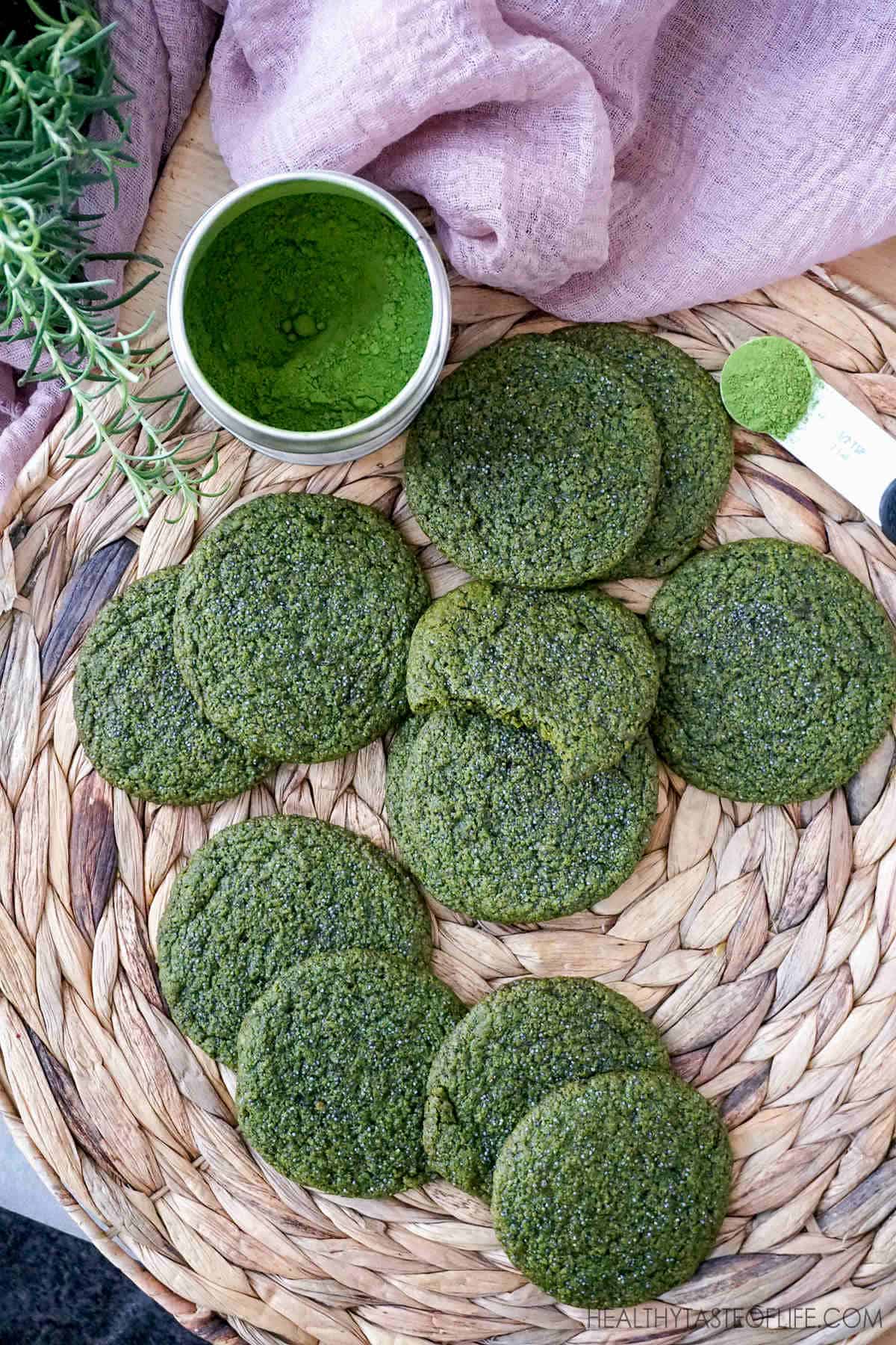 Healthy Vegan Matcha Cookies With Poppy Seeds