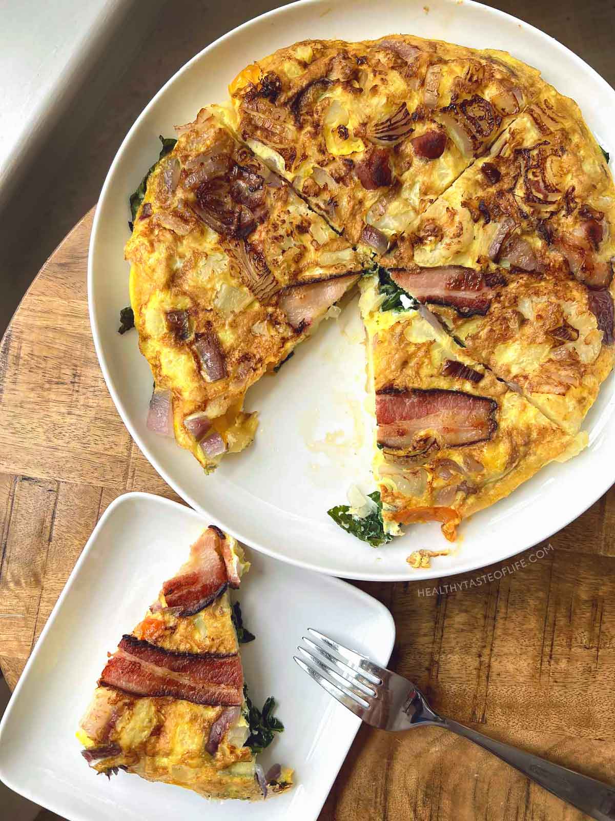 Cauliflower Bacon Veggie Omelette (High Protein Breakfast)