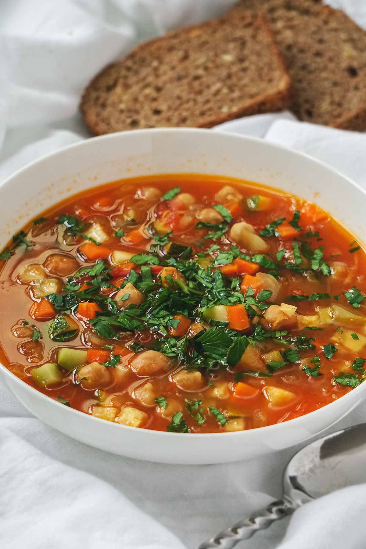 Mediterranean Chickpea Soup With Zucchini