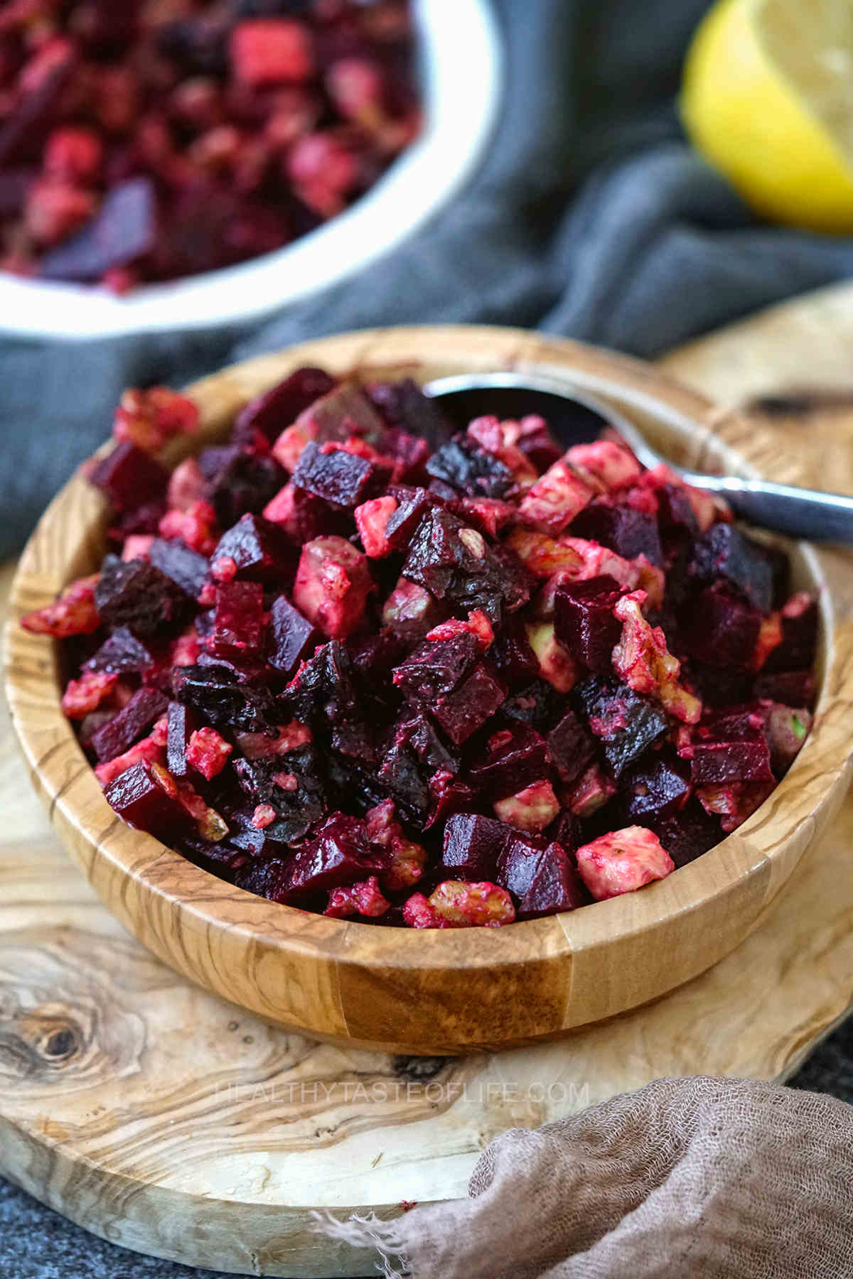 Simple Beetroot Salad With Walnuts Prunes And Avocado (Vegan)