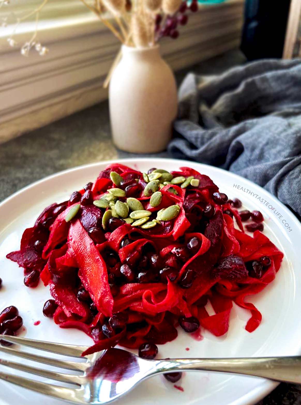 Festive Beet & Pomegranate Salad with Orange Tahini